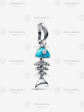 Pandora Turquoise-coloured Fishbone Dangle Charm